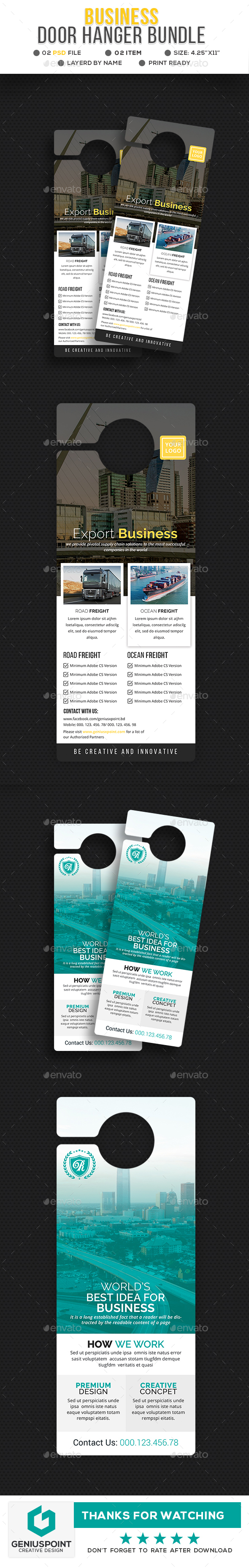 Business Door Hanger Bundle - Miscellaneous Print Templates