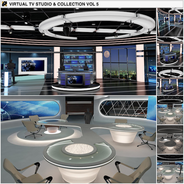 Virtual TV Studio News Sets Collection 5 - 3DOcean Item for Sale