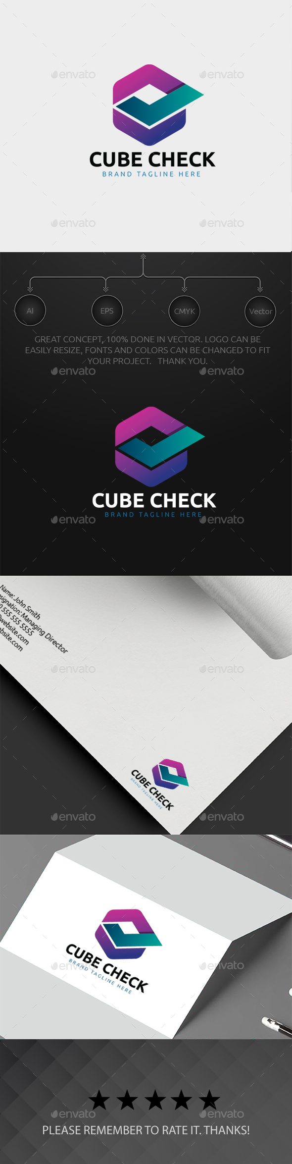 Cube Check Logo - Symbols Logo Templates