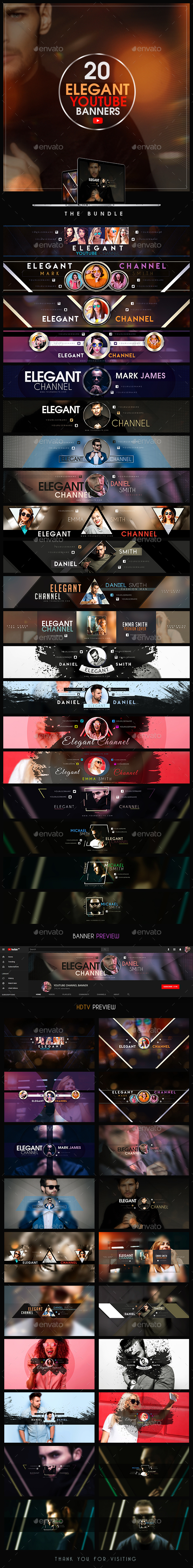 YouTube Bundle - 20 Elegant Banners - YouTube Social Media