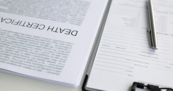 Doctor Stamps Omicron on Death Certificate Closeup alt