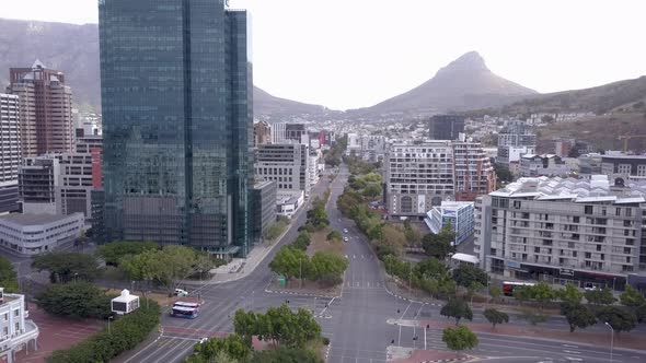 Aerial of empty city streets during Covid lockdown