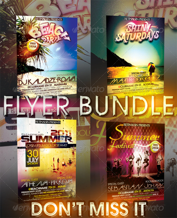 SUMMER FLYER BUNDLE - 4IN1 - Clubs & Parties Events