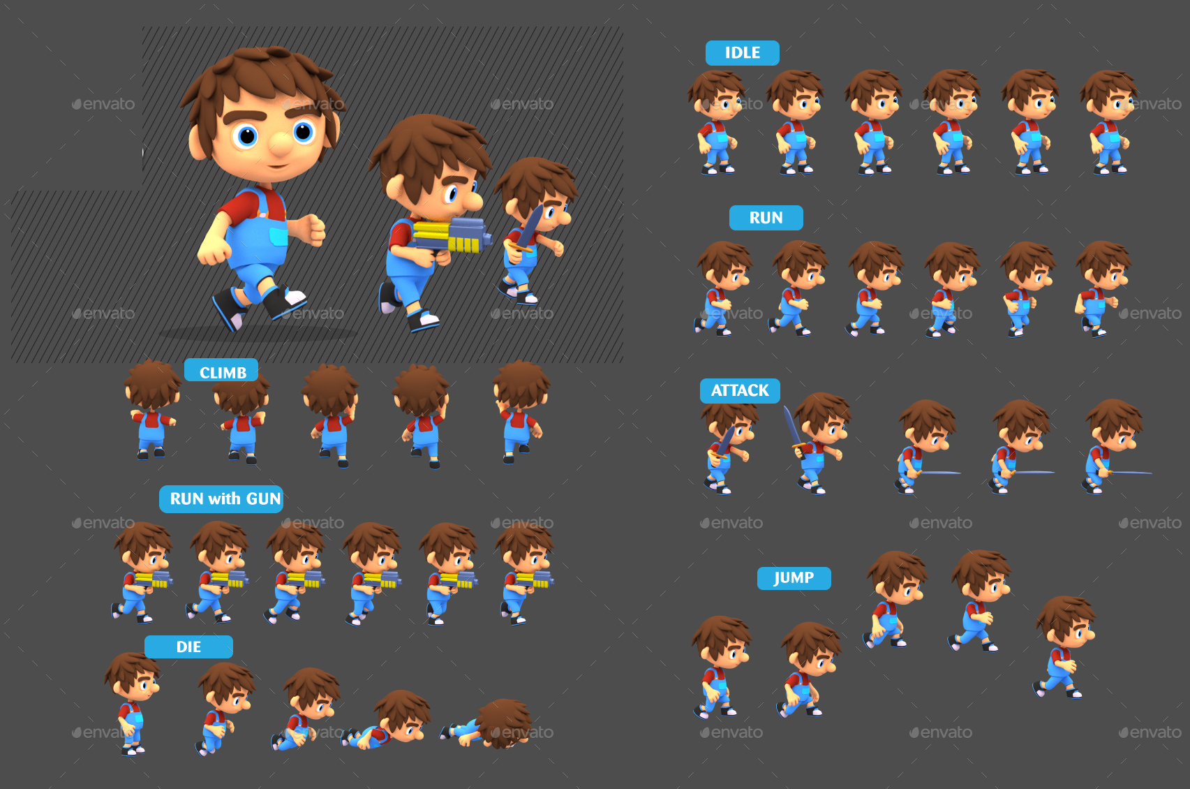 3D Rendered Game Character Sprites 08, Game Assets | GraphicRiver