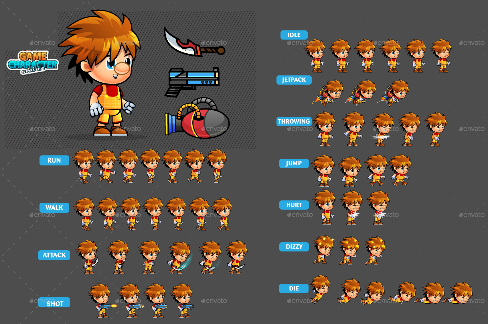 2D Game Character Sprites 281 by pasilan | GraphicRiver