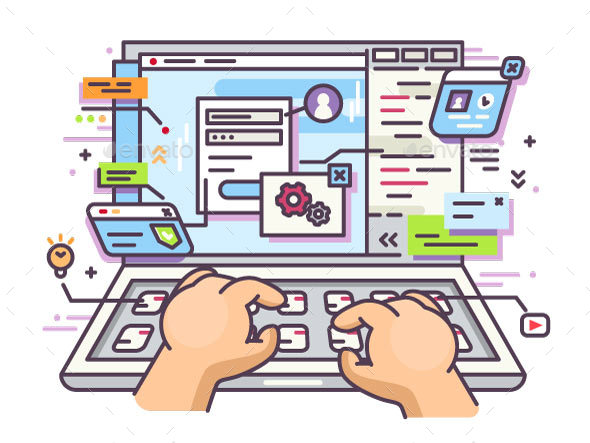 Web Surfing on Laptop - Miscellaneous Vectors