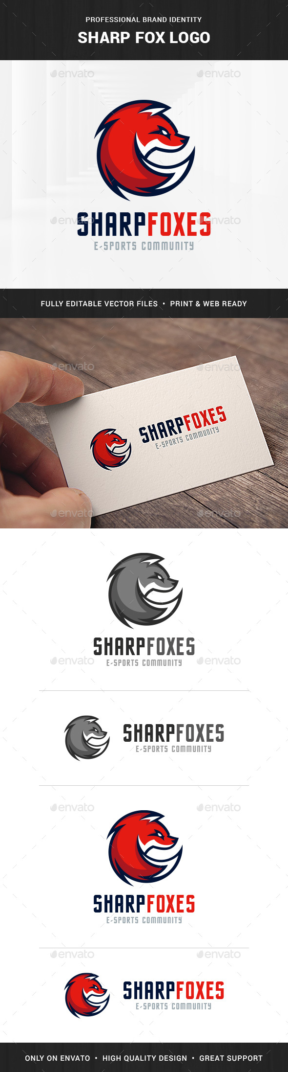 Sharp Fox Logo Template - Animals Logo Templates