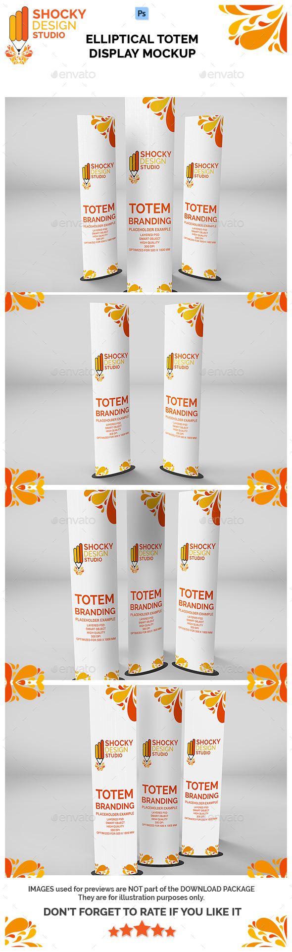 Elliptical Totem Display Mockup