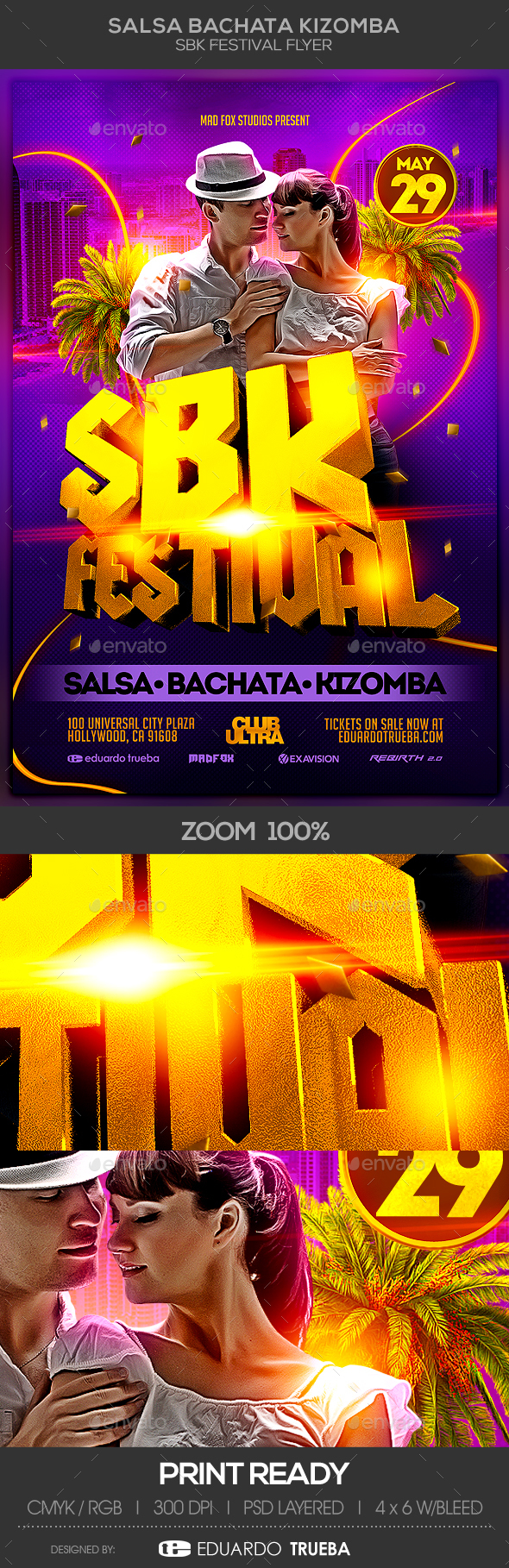 Salsa Bachata Kizomba SBK Festival Party Flyer - Clubs & Parties Events