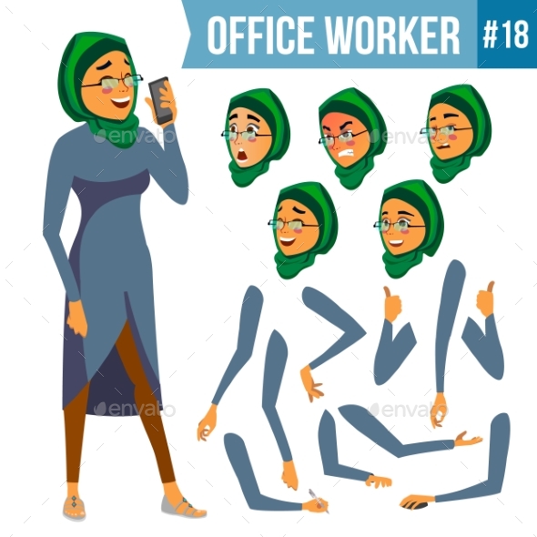 Office Worker Vector. Woman. Smiling Servant - Business Conceptual
