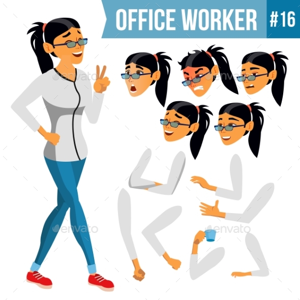 Office Worker Vector. Woman. Modern Employee - Business Conceptual