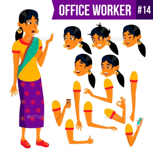 Office Worker Vector. Woman. Professional Officer - Business Conceptual