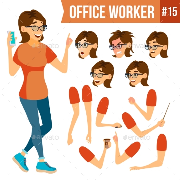 Office Worker Vector.Woman. Successful Officer - Business Conceptual
