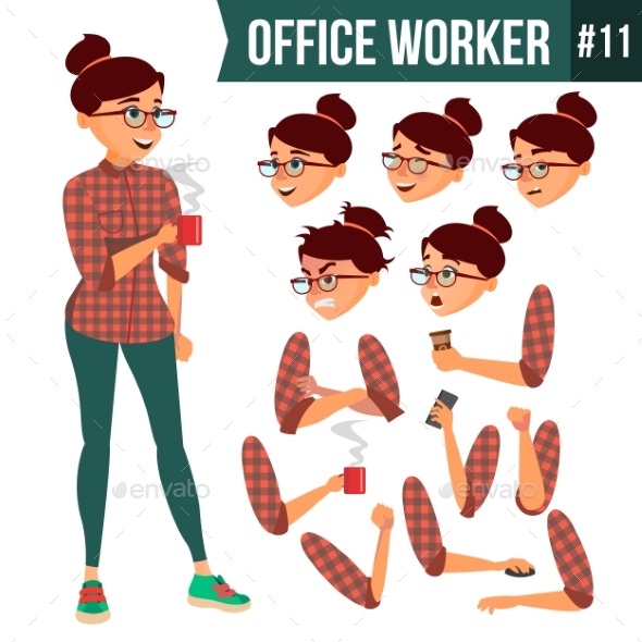 Office Worker Vector. Woman. Professional Officer - Business Conceptual