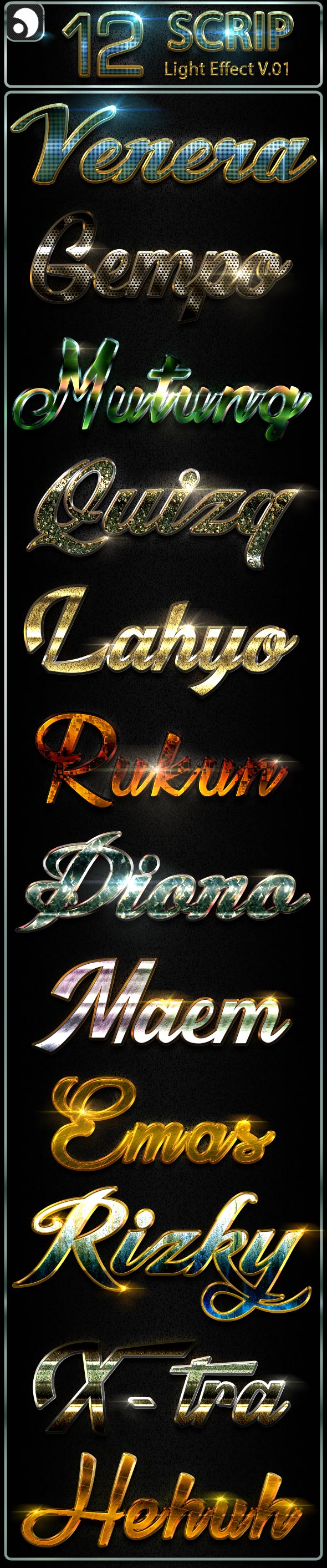 12 Scrip Light Text Effect - Text Effects Styles