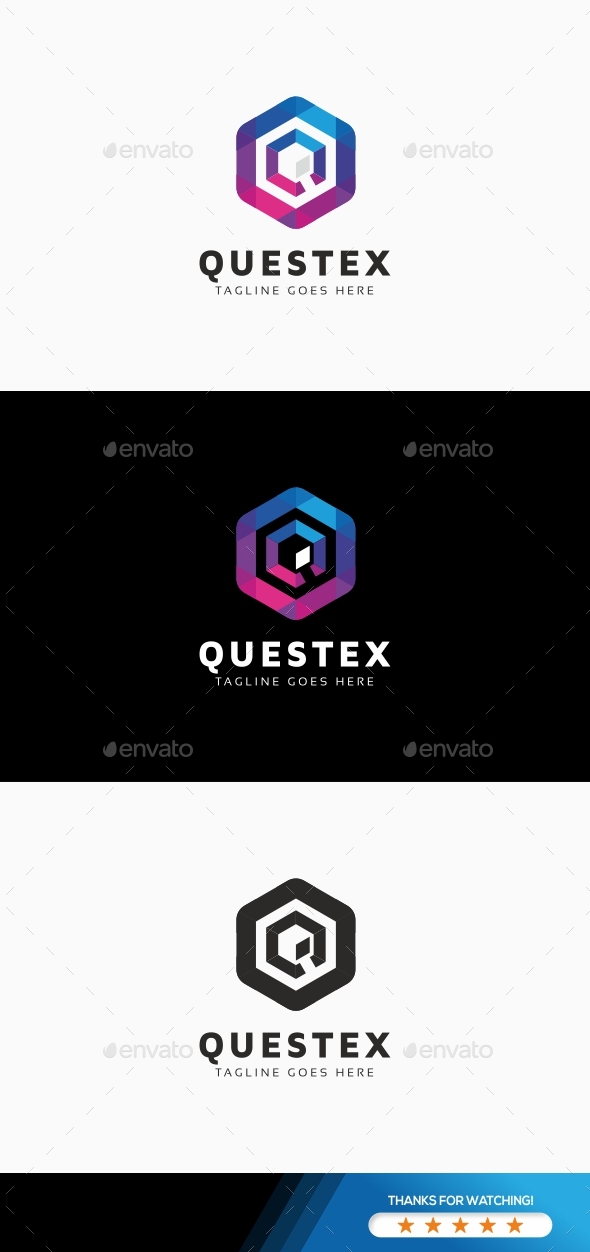 Questex Q Letter Hexagon Tech Logo - Letters Logo Templates