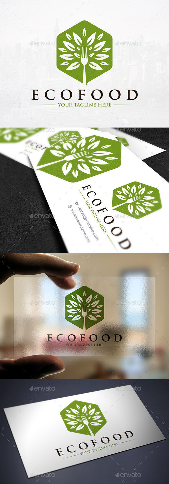 Green Fork Tree Logo - Nature Logo Templates