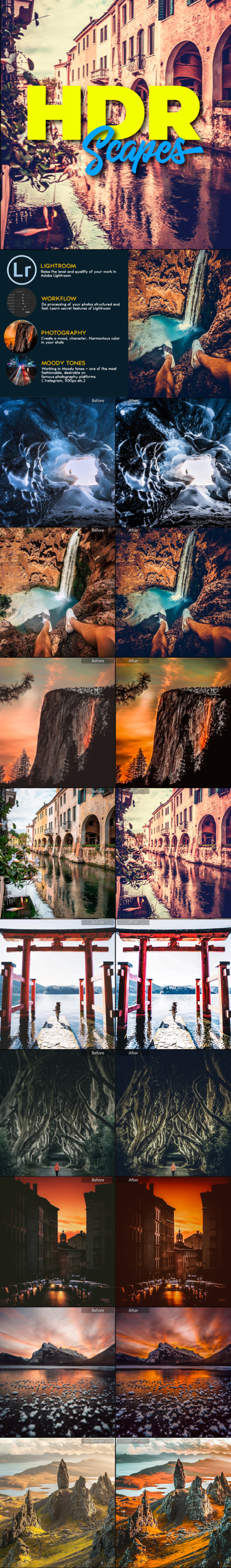15 HDR Landscape Lightroom Presets - Portrait Lightroom Presets