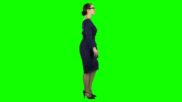 Teacher Goes To Class Green Screen. Side View, Stock Footage | VideoHive