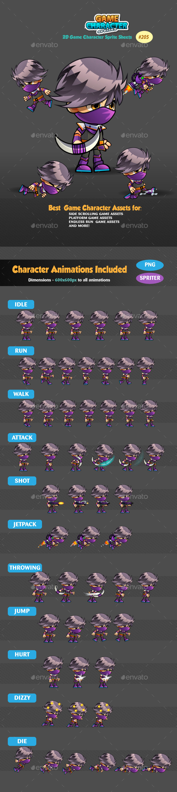 Assassin 2 Game Character Sprites 205 - Sprites Game Assets