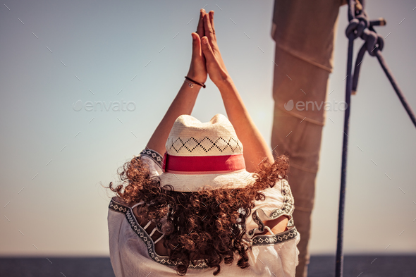Woman doing yoga exercises - Stock Photo - Images