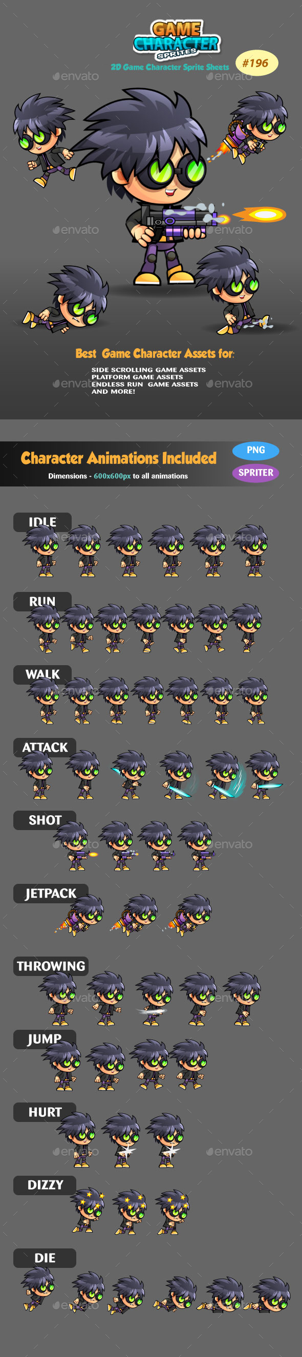 2D Game Character Sprites 196 - Sprites Game Assets