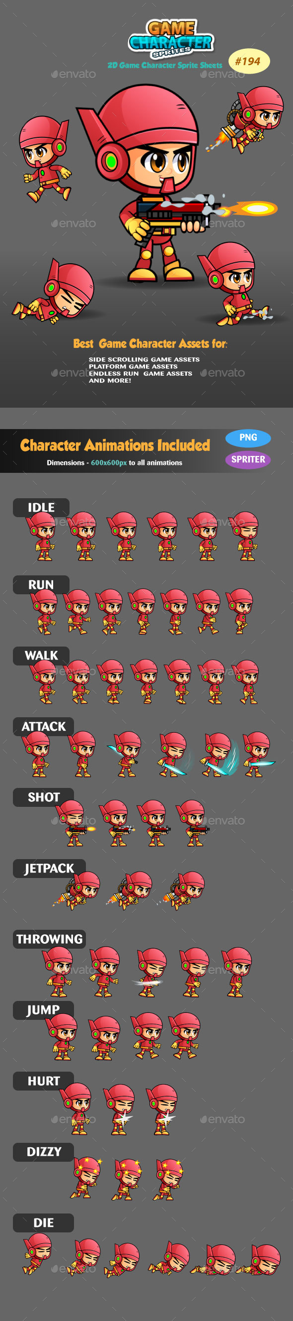 2D Game Character Sprites 194 - Sprites Game Assets