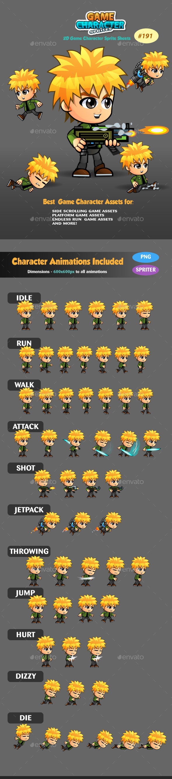2D Game Character Sprites 191 - Sprites Game Assets