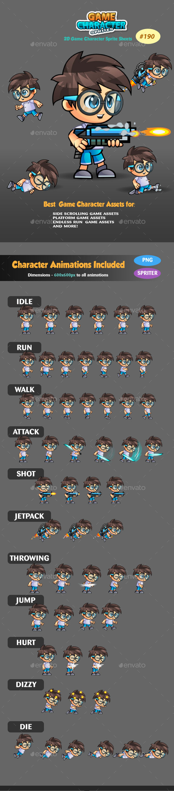 2D Game Character Sprites 190 - Sprites Game Assets