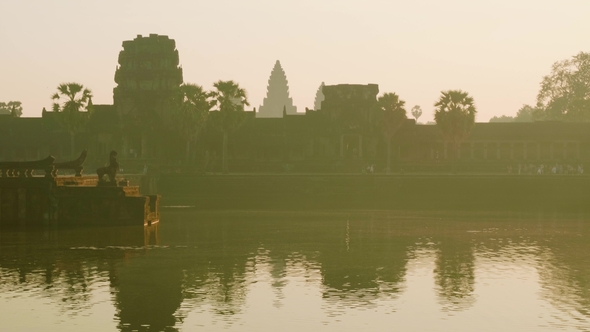 Angkor Wat Temple in Early Morning in Back Lighting