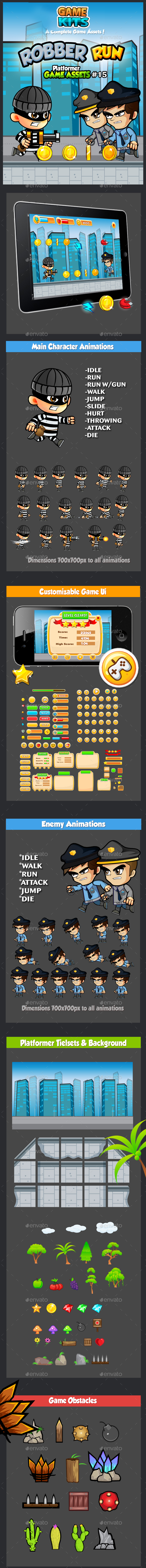 Robber Run Platformer Game Assets 15 - Game Kits Game Assets