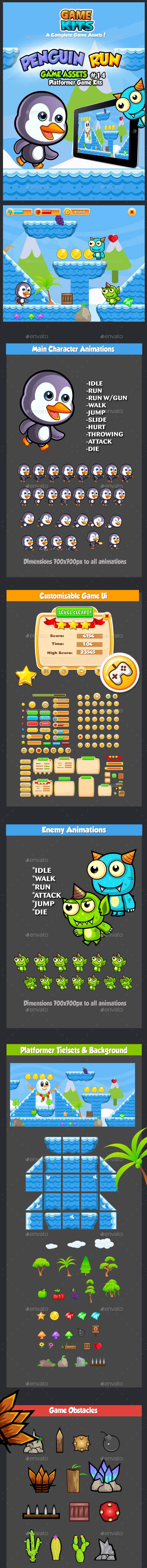 Penguin Run Platformer Game Assets 14 - Game Kits Game Assets