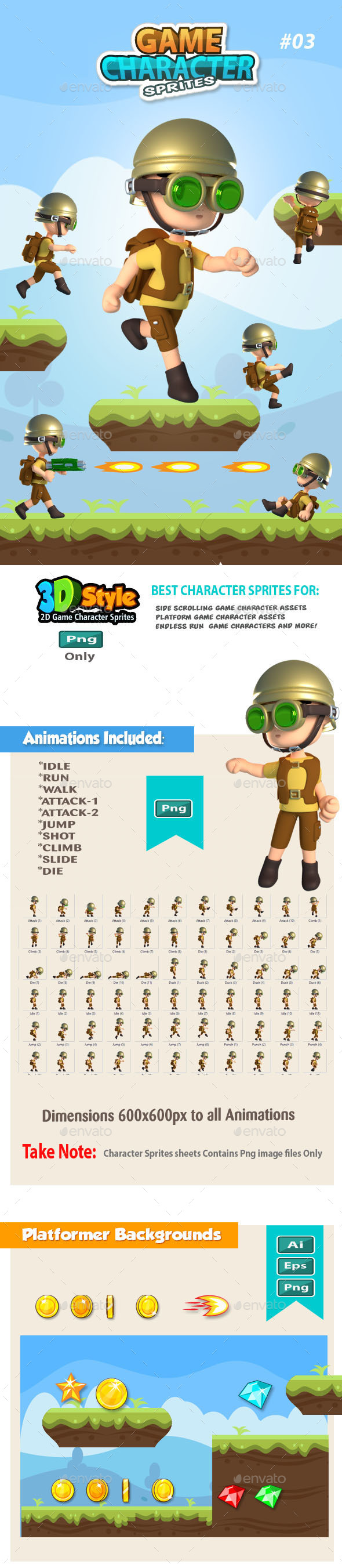 3D Style Game Character Sprites 03 - Sprites Game Assets