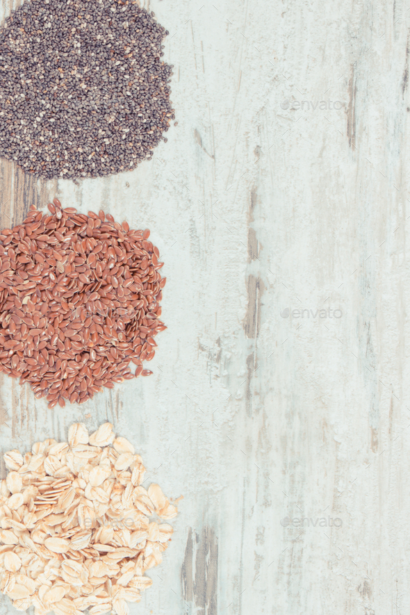 Vintage photo, Healthy food containing natural vitamins and dietary fiber, copy space for text - Stock Photo - Images