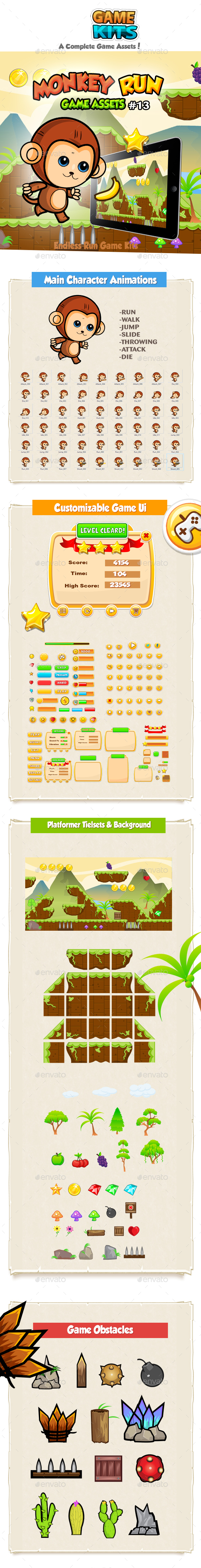 Monkey Run Game Assets 13 - Sprites Game Assets