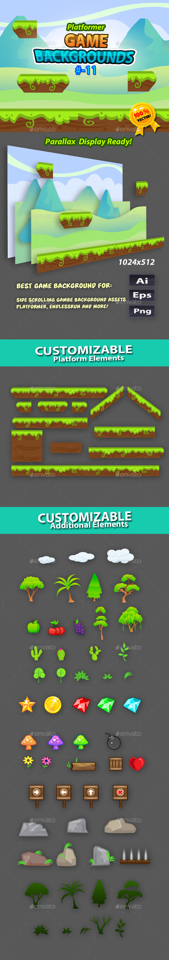 Plaftormer Game Backgrounds11 - Backgrounds Game Assets