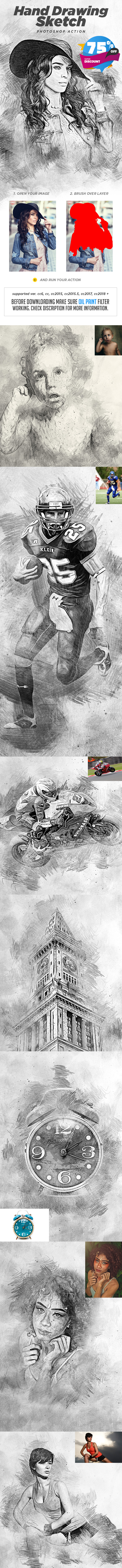 Hand Drawing Sketch Photoshop Action - Photo Effects Actions