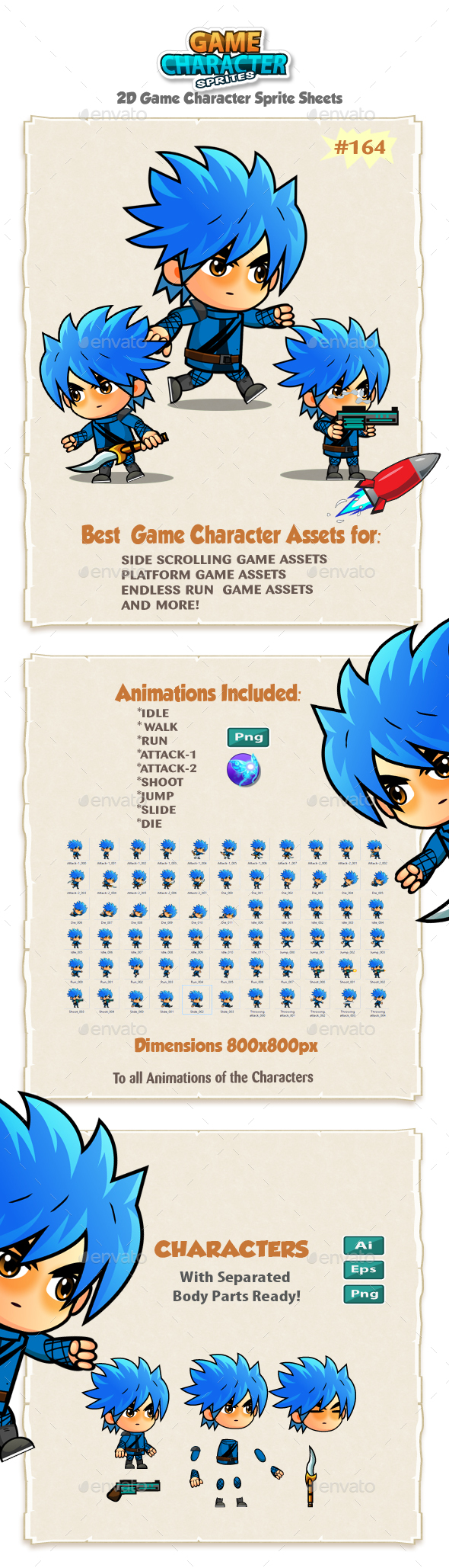 2D Game Character Sprites 164 - Sprites Game Assets