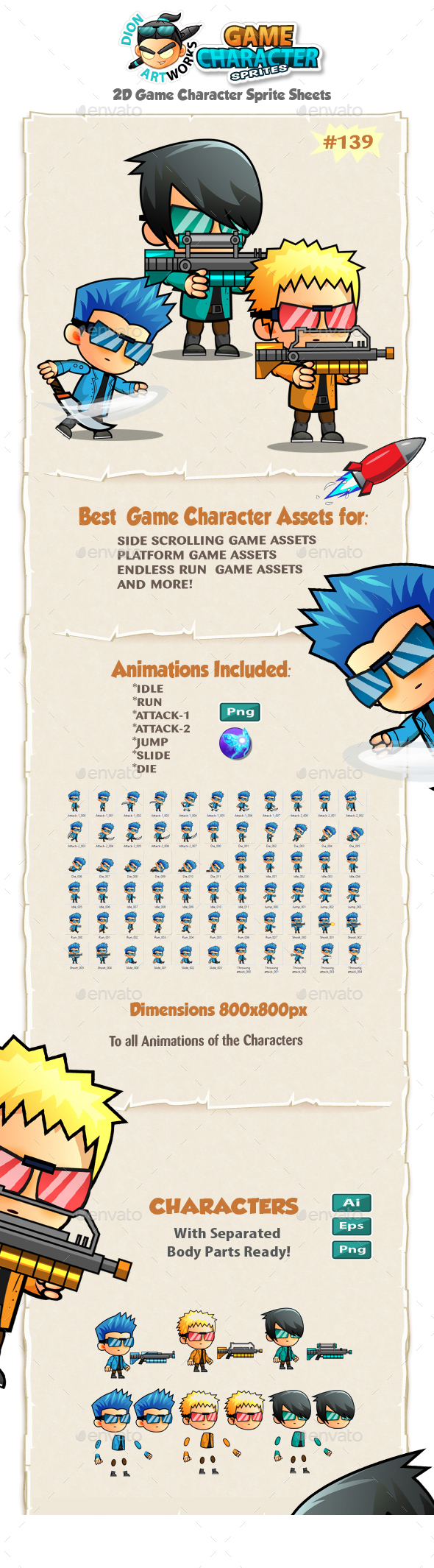 2D Game Character Sprites 139 - Sprites Game Assets