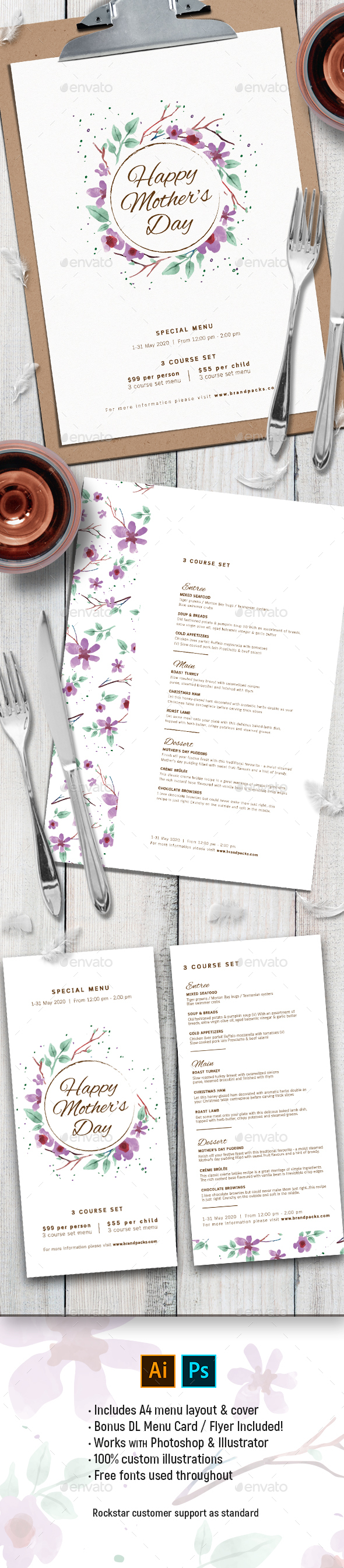 mothers day menu template