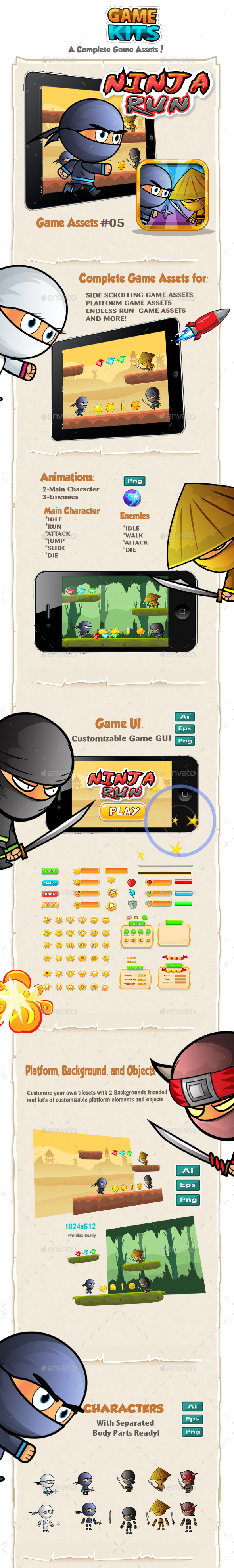 Ninja Run Game Assets - Game Kits Game Assets