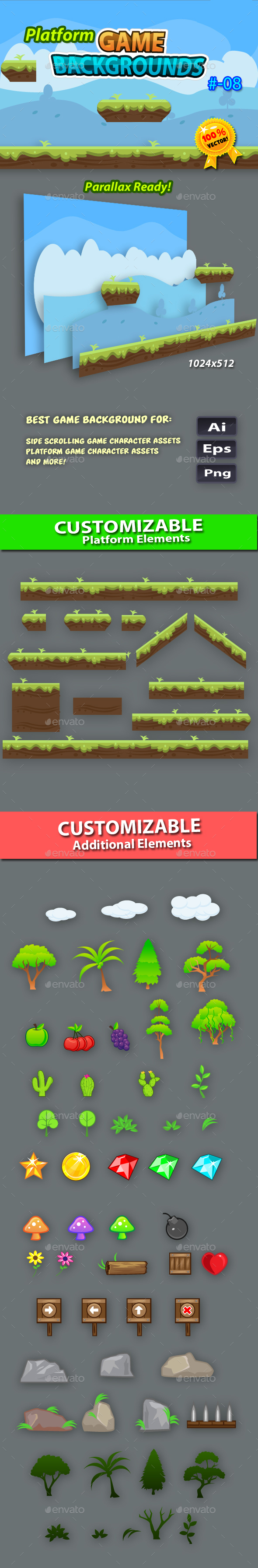 Platform Game Backgrounds 08 by pasilan | GraphicRiver