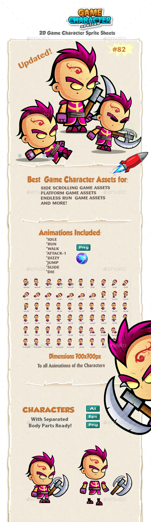 2D Game Character Sprites 82 - Sprites Game Assets