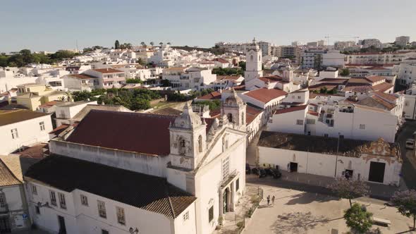Aerial view of Parish Church of Santa Maria Igreja Paroquial de Santa Maria de Lagos Faro Portugal. alt