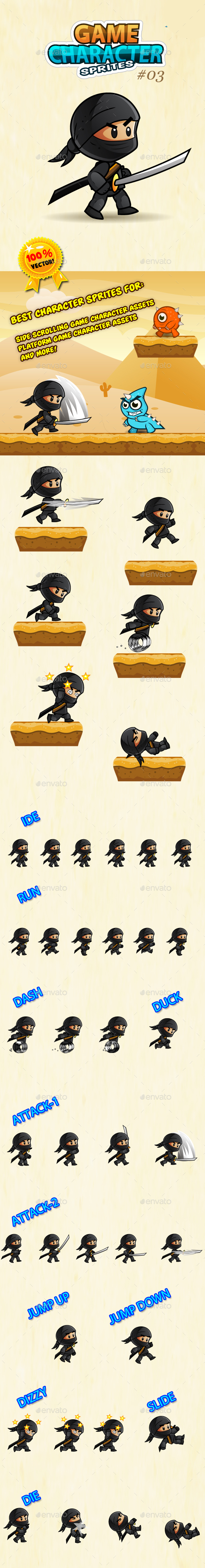 Ninja Character Sprites 03 - Sprites Game Assets