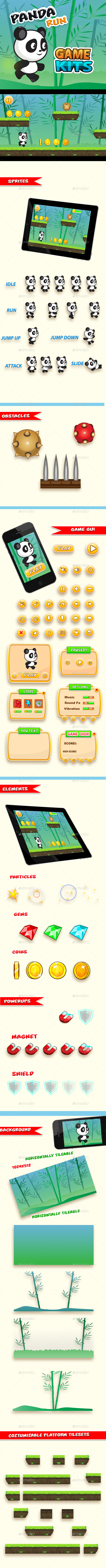 Panda Run Platformer Game Kit - Game Kits Game Assets
