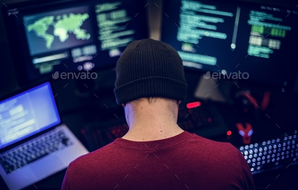 Rear view of man working on computer coding program Stock Photo by Rawpixel