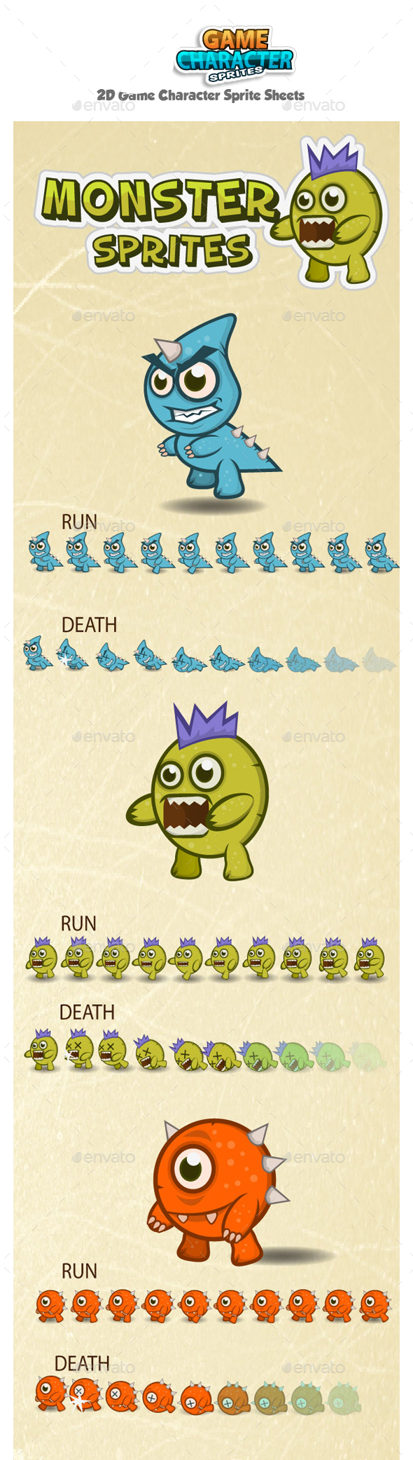 Monster Sprite Sheets - Sprites Game Assets