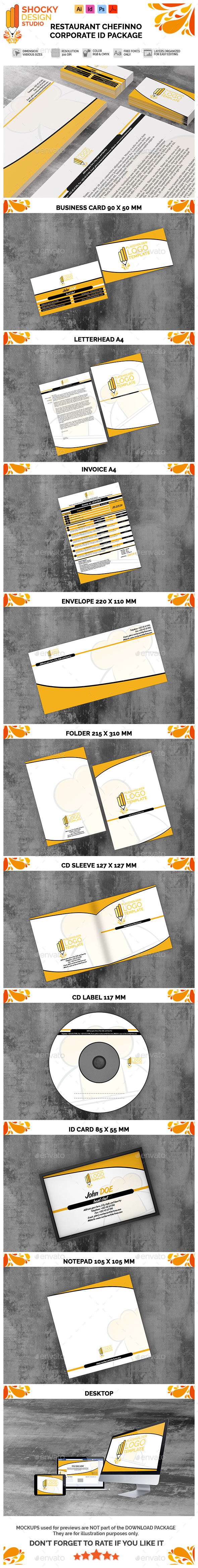 Restaurant Chefinno Corporate ID Package - Stationery Print Templates