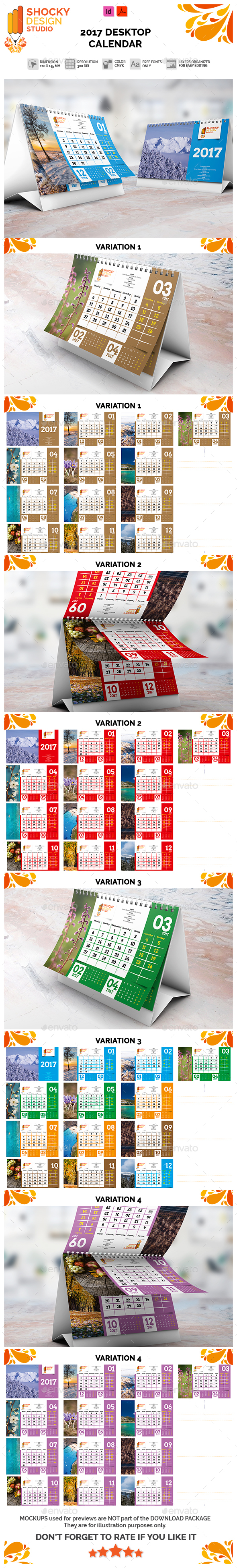 2017 Desktop Calendar Template - Calendars Stationery